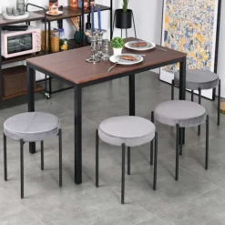 Rootz Living Pallar>Rootz Set Of 4 Matsal - Grå - Polyester, Stål - 16,33 cm x 16,33 cm x 18,11 cm