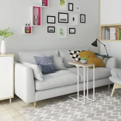 Rootz Living Småbord>Rootz sidobord - C-format gavelbord - Modernt soffbord - MDF & metallram - Stabil konstruktion - 45cm x 25cm Bordsskiva - 63,5cm Höjd