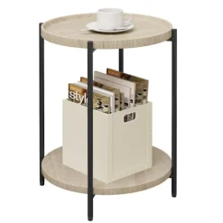 Rootz Living Småbord>Rootz sidobord - Litet soffbord - Runt gavelbord - Vintage träkorn - 43,2 cm x 49,5 cm x 43,2 cm