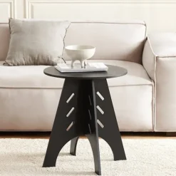 Rootz Living Småbord>Rootz sidobord i trä - Soffbord - Tappbord - Enkel montering - Miljövänlig - Bullerdämpande golvskydd - H48,5 x Ø30,5 cm - Svart