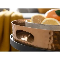 Rootz Living Småbord>Rootz sidobord set med 2 guld - svart metall hammarfinish häckni