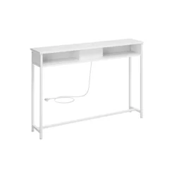 Rootz Living Småbord>Rootz Snövit spånskiva stål sidobord - Ändbord - Nattduksbord - Power Strip - Lätt - Robust - Enkel montering - 25 cm x 120 cm x 81,1 cm