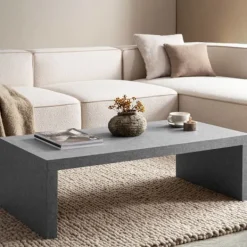 Rootz Living Soffbord>Rootz soffbord - Modernt betongutseende - Subtil U -form - Anti -Slip Protection - 110 cm x 55 cm x 35 cm