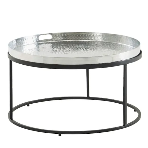 Rootz Living Soffbord>Rootz soffbord hamrad metall 62x62x36 cm soffbord aluminium silv