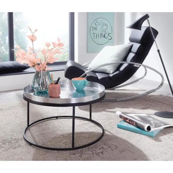 Rootz Living Soffbord>Rootz soffbord hamrad metall 62x62x36 cm soffbord aluminium silv