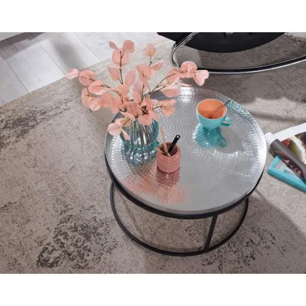 Rootz Living Soffbord>Rootz soffbord hamrad metall 62x62x36 cm soffbord aluminium silv