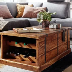 Rootz Living Kistor & Koffertar>Rootz soffbord 100x60x40 cm kistbord i massivt sheeshamträ med v