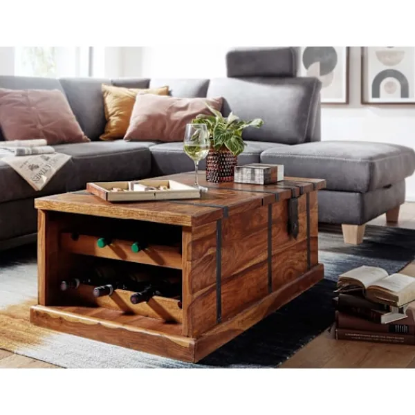 Rootz Living Kistor & Koffertar>Rootz soffbord 100x60x40 cm kistbord i massivt sheeshamträ med v