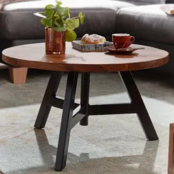 Rootz Living Soffbord>Rootz soffbord 60x60x35 cm massivt sheeshamträ - metall soffbord