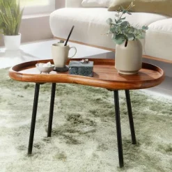 Rootz Living Soffbord>Rootz soffbord 71x42x40 cm Sheesham massivt soffbord njurform me