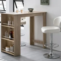 Rootz Living Matbord>Rootz Sonoma 120 x 107,5 x 60 cm Barbord Köksbord i trä - Bardisk med integrerad hylla - Bar Bistro Bord Kök Rektangulärt - Festbänk träbord - Vägghän | Fyndiq