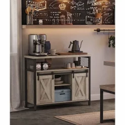 Rootz Living Sideboards>Rootz spånskiva stålskänk - Greige svart - Förvaringsskåp - Justerbara hyllor - 33cm x 100cm x 80cm