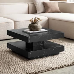 Rootz Living Soffbord>Rootz Square soffbord - Modernt soffbord - Styliskt accentbord - marmorutseende - 60 cm x 60 cm x 34 cm