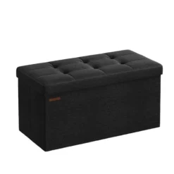 Rootz Living Kistor & Koffertar>Rootz -säte med förvaring - Seat Chest - Ink Black Bench - Mycket elastiskt skum - 38 x 76 x 38 cm MDF