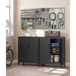 Rootz Living Skåp>Rootz stålskåp i metall - Förvaringsorganisator - Svart - Justerbara hyllor - Kraftig - 40cm x 80cm x 90cm