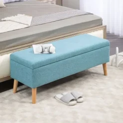 Rootz Living Kistor & Koffertar>Rootz stoppad bänk - Sängbänk - Förvaringsbänk - Andningsbart tyg - Träben - 110cm x 39cm x 45cm