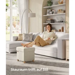 Rootz Living Pallar>Rootz Storage Ottoman - Fotpall - Leksakslåda - Stoppad pall - MDF-ram - Imiterat linne - 38cm x 38cm x 40cm