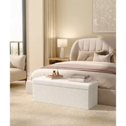 Rootz Living Kistor & Koffertar>Rootz Storage -pall - Ottoman - Sittande bröst - 131L Kapacitet - Vit - 38 cm x 110 cm x 38 cm