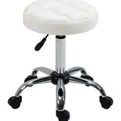 Rootz Living Pallar>Rootz Swivel Pall - Rullande pall - Höjdjusterbar salongspall - Imiterat läder - Armlös design - Elegant vadderat mönster - 35,5 cm x 51-67 cm