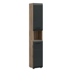 Rootz Living Skåp>Rootz Tall Cabinet - Lagringsenhet - Arrangör - Space -Saver - 2 Dörrar - 4 avtagbara hyllor - Svart och brunt - 30x185x30cm
