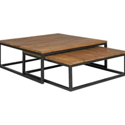 Rootz Living Soffbord>Rootz 2-teilig massivt trä 75 x 75 x 27 cm - Design vardagsrumsb