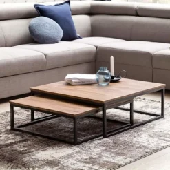 Rootz Living Soffbord>Rootz 2-teilig massivt trä 75 x 75 x 27 cm - Design vardagsrumsb