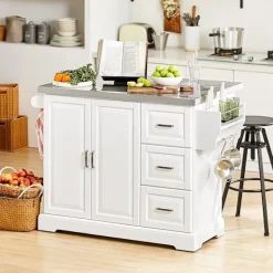 Rootz Living Köksö>Rootz utdragbar köksö - Skåp Skänk Kök - Förvaringsvagn med bänk one size