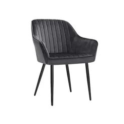 Rootz Living Fåtöljer>Rootz Velvet Dining Chair - Grå Stol - Stoppad sits - Skumstoppning - Pulverlackerade metallben - 62,5 cm x 60 cm x 85 cm