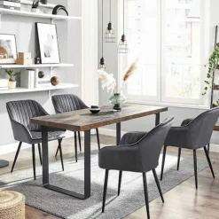 Rootz Living Fåtöljer>Rootz Velvet Dining Chair - Grå Stol - Stoppad sits - Skumstoppning - Pulverlackerade metallben - 62,5 cm x 60 cm x 85 cm