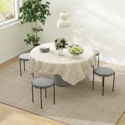 Rootz Living Pallar>Rootz Velvet Matstolar Set med 4 - Stapelbara kökspallar - Stoppade möbler - Elegant design - Utrymmesbesparande - 41,5 cm x 41,5 cm x 46 cm