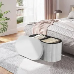 Rootz Living Pallar>Rootz Velvet Seat Pall - Lagring Ottoman - Foldbara möbler - 76L kapacitet - 76x38x38cm grå