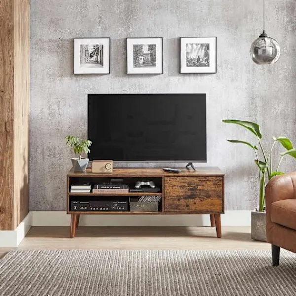 Rootz Living Tv-Bänkar>Rootz Vintage Brown TV-ställ - Nöjescenter - Mediakonsol - Spånskiva - Gummiträ - 40cm x 120cm x 49cm