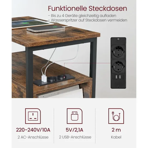 Rootz Living Småbord>Rootz Vintage Brown-Classic Black Sidobord - Spånskiva stålmöbler - Nattduksbord - Robust konstruktion - Rymlig förvaring - Enkel montering - 60cm x 3 | Fyndiq