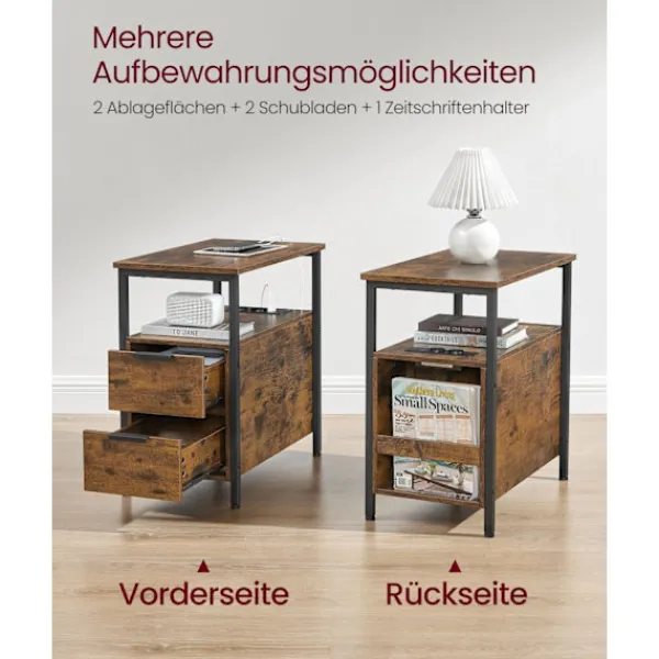 Rootz Living Småbord>Rootz Vintage Brown-Classic Black Sidobord - Spånskiva stålmöbler - Nattduksbord - Robust konstruktion - Rymlig förvaring - Enkel montering - 60cm x 3 | Fyndiq