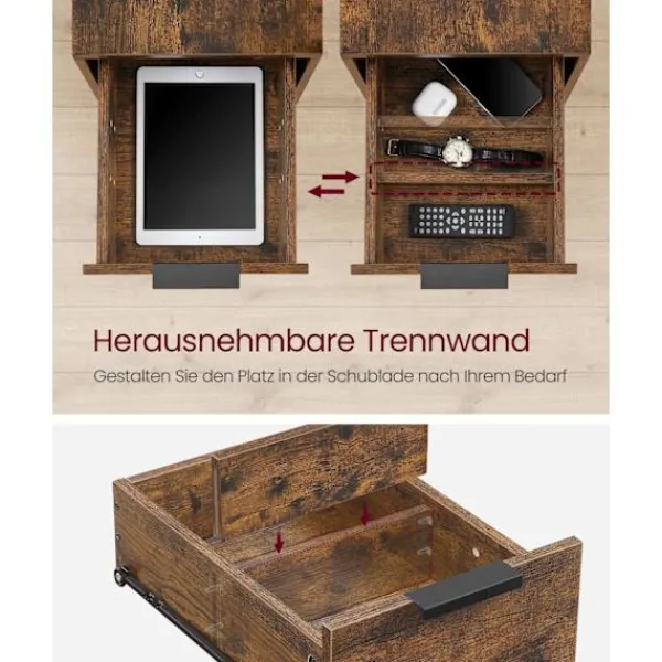 Rootz Living Småbord>Rootz Vintage Brown-Classic Black Sidobord - Spånskiva stålmöbler - Nattduksbord - Robust konstruktion - Rymlig förvaring - Enkel montering - 60cm x 3 | Fyndiq