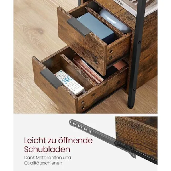 Rootz Living Småbord>Rootz Vintage Brown-Classic Black Sidobord - Spånskiva stålmöbler - Nattduksbord - Robust konstruktion - Rymlig förvaring - Enkel montering - 60cm x 3 | Fyndiq