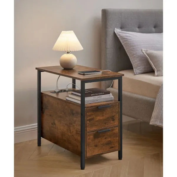 Rootz Living Småbord>Rootz Vintage Brown-Classic Black Sidobord - Spånskiva stålmöbler - Nattduksbord - Robust konstruktion - Rymlig förvaring - Enkel montering - 60cm x 3 | Fyndiq