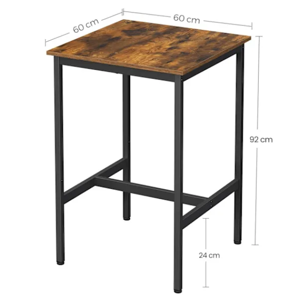 Rootz Living Matbord>Rootz Vintage Brun-Svart Barbordsset - Spånskiva stål - Pubbord - Bistrobord - Rustik design - Robust konstruktion - Utrymmesbesparande - 60cm x 60cm | Fyndiq