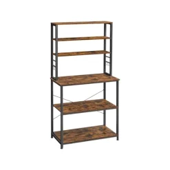 Rootz Living Köksö>Rootz Vintage Brun-svart kökshylla - Skafferi Organizer - Förvaringsställ - Spånskiva och stål - 80 cm x 40 cm x 167 cm - 21 kg - 90 kg Lastkapacitet | Fyndiq