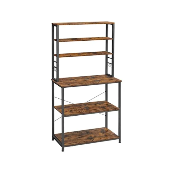 Rootz Living Köksö>Rootz Vintage Brun-svart kökshylla - Skafferi Organizer - Förvaringsställ - Spånskiva och stål - 80 cm x 40 cm x 167 cm - 21 kg - 90 kg Lastkapacitet | Fyndiq