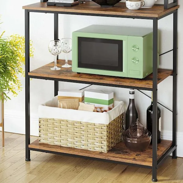 Rootz Living Köksö>Rootz Vintage Brun-svart kökshylla - Skafferi Organizer - Förvaringsställ - Spånskiva och stål - 80 cm x 40 cm x 167 cm - 21 kg - 90 kg Lastkapacitet | Fyndiq