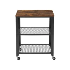 Rootz Living Köksö>Rootz Vintage Brun-svart köksvagn - Rullvagn - Förvaringsställ - Spånskiva och stål - 60 cm x 77,5 cm x 40 cm - 11,21 kg - 80 kg Lastkapacitet