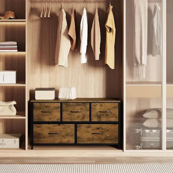 Rootz Living Byråer>Rootz Vintage byrå - Industriellt förvaringsskåp - byrå med 5 lådor - Metallram - 100 cm x 54 cm x 30 cm