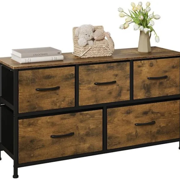 Rootz Living Byråer>Rootz Vintage byrå - Industriellt förvaringsskåp - byrå med 5 lådor - Metallram - 100 cm x 54 cm x 30 cm