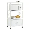 Rootz Living Köksö>Rootz Vit mikrovågshylla - Köksrullad förvaringsvagn - Köksskåp - 3 hyllor + 1 skåp