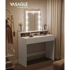 Rootz Living Sminkbord>Rootz White Chipboard Sminkbord - Sminkbord - Sminkbord - Rymlig förvaring - Robust konstruktion - Enkel montering - 40cm x 100cm x 145cm