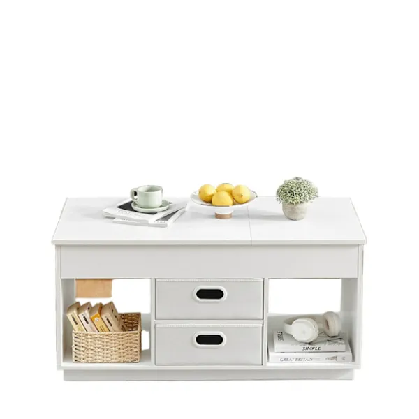 Rootz Living Soffbord>Rootz White soffbord - Modernt bord - Stål & träflipbräda - Veraturil design - 50 cm x 100 cm x 48/62,3 cm
