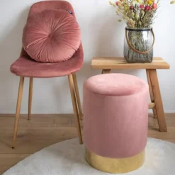 HOUSE NORDIC Sittpuffar>sammetspuff med mässingsbotten Ø 34 x 43 cm