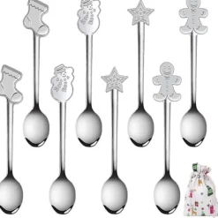 Matgrupper>Rostfria skedar set kaffe dessert teskedar jul metall skedar set 8 delar