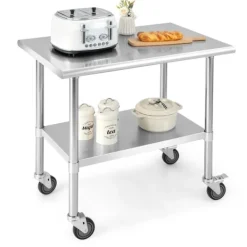 Northix Köksö>Rostfritt bord arbetsbord köksbord rostfritt stål silver 91,5 x 61 x 88,5 cm